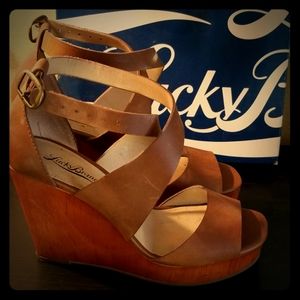 Lucky brand  Light Brown wedges used once